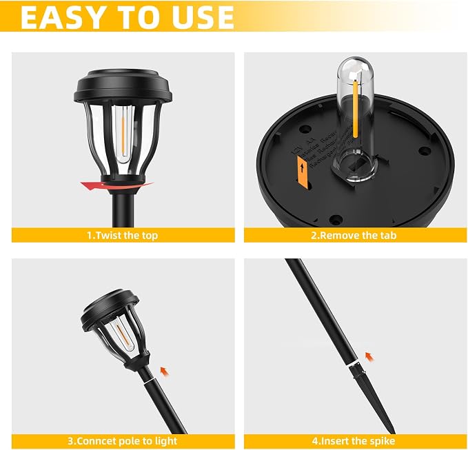 DERAYSION 12 Pack Solar Lights Outdoor, Solar Pathway Lights Auto On/Off - Image 7