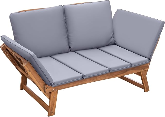 Devoko Outdoor Couch Acacia Wood Patio Couch - Image 7