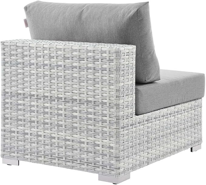 Modway Convene Wicker Rattan Outdoor Patio Armless Chair in Light Gray Gray - Image 6