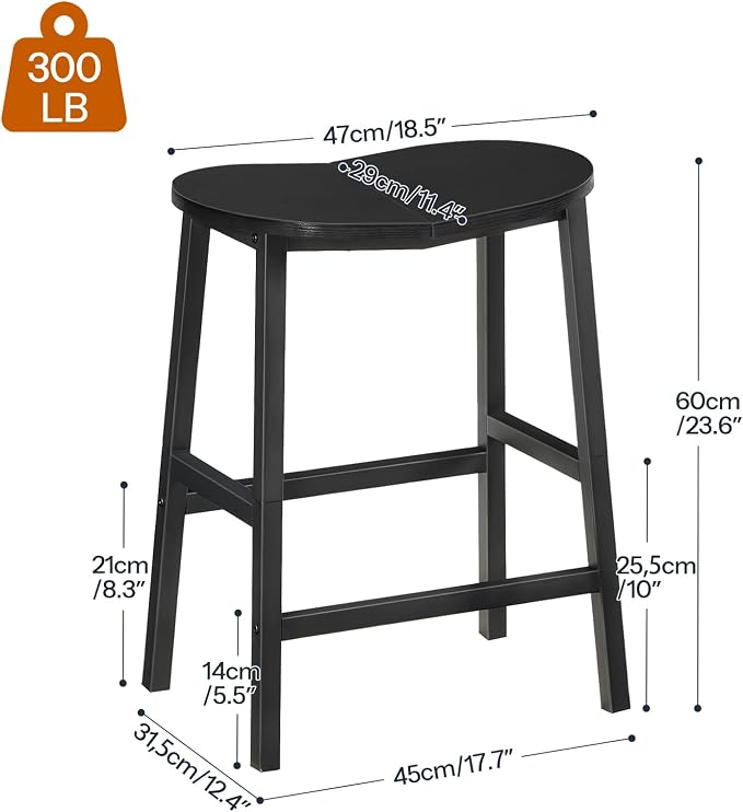 HOOBRO Bar Stools Set of 2, Counter Height Bar Stools, 23.6 Inch Barstools - Image 3