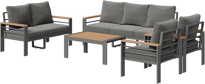 Aoxun Aluminum Outdoor Patio Furniture Set, 5 Seats Outdoor Sectional - Image 8