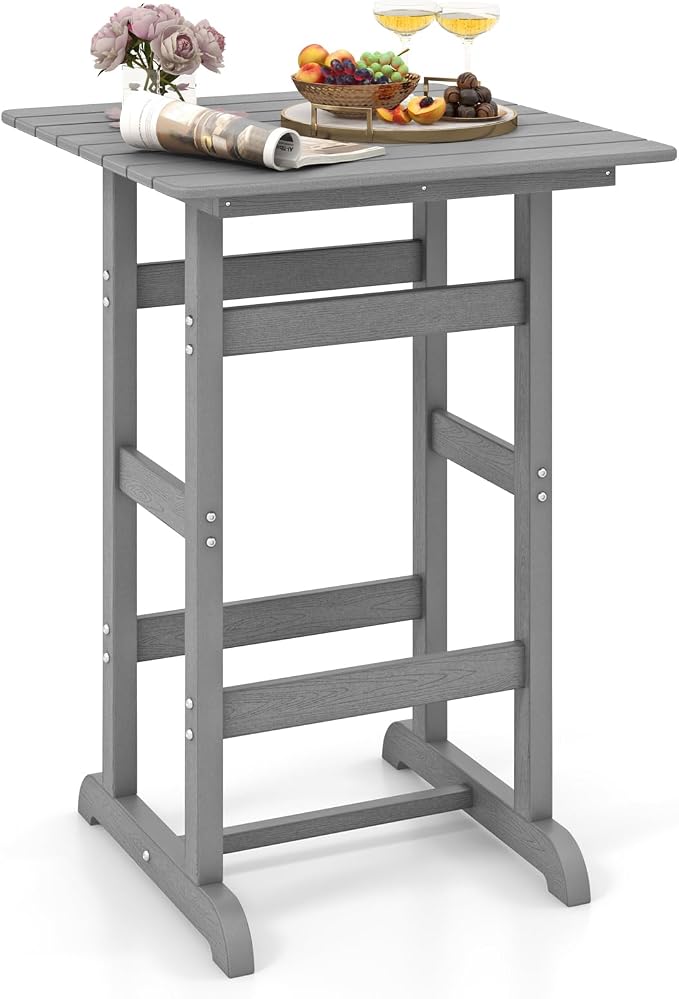 Giantex 42" Height Outdoor Tall Bar Table, HDPE Square Pub Tables by Giantex