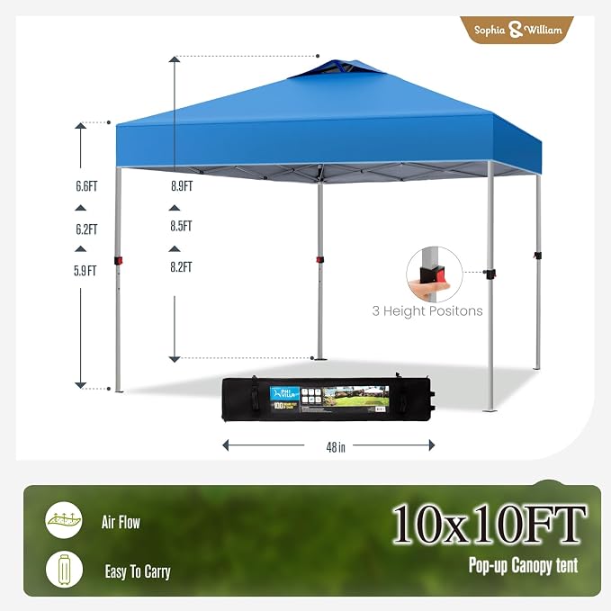 Sophia & William Canopy Tent Pop Up 10x10 ft, Outdoor Patio Portable Commercial - Image 7