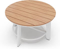Outdoor Aluminum Round Coffee Table, All-Weather Patio Coffee Tables by Oasbira