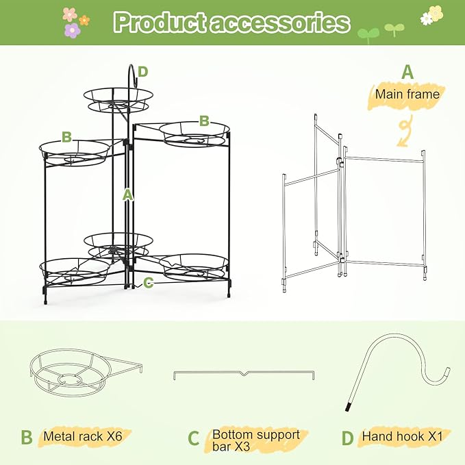 Heavy Duty Metal Plant Stand, Indoor Outdoor Plant Shelf & Rack - Image 6