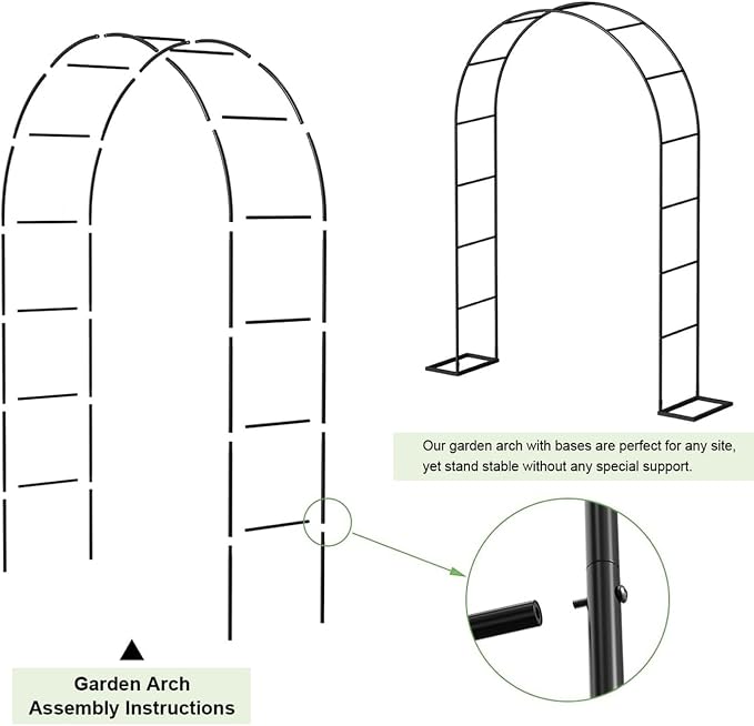 Metal Pergola Arbor with Base, 4.6 Feet Wide x7.9 Feet High Easy to Assemble - Image 5