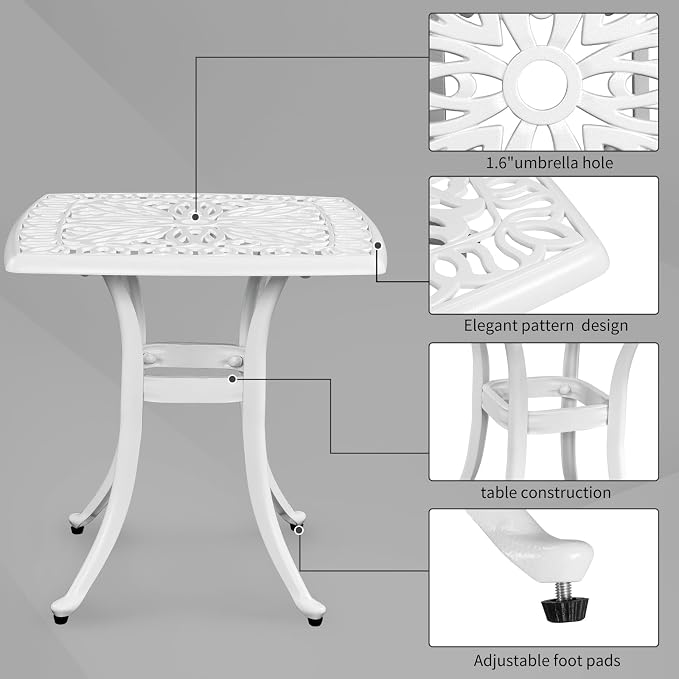 VINGLI 21” Cast Aluminum Outdoor Side Table - Image 5