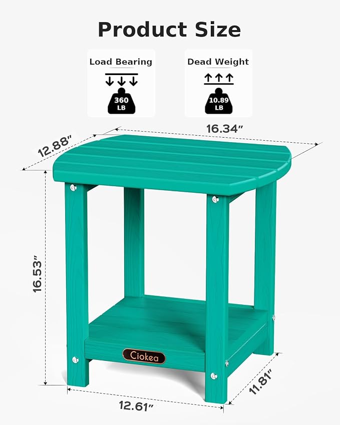 Ciokea Adirondack Outdoor Side Table, 2-Tier Sturdy Patio End Table Weather - Image 3