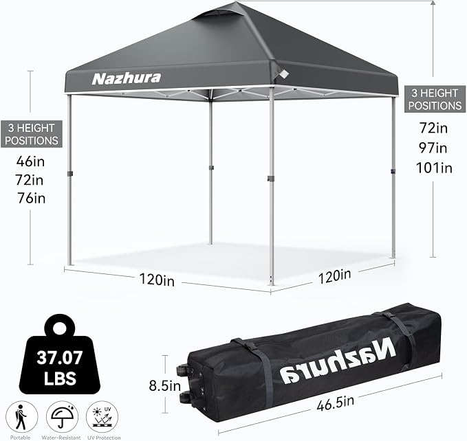 Nazhura 10' x 10' Pop Up Canopy Tent - Image 2