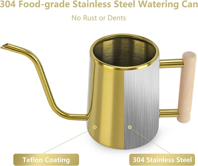 Watering Can Indoor Plants, 35 oz/1000 ml Metal Stainless Steel Watering Can Pot - Image 3