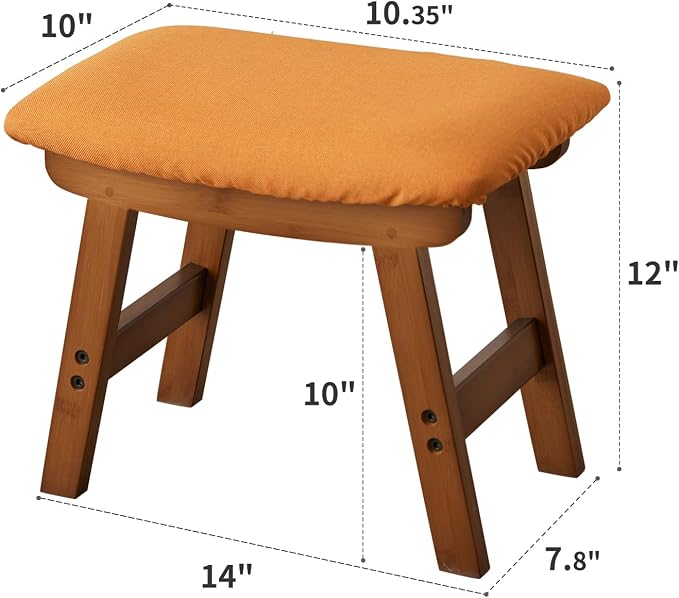 Foot Stool, Bamboo Small Sofa Foot Rest Under Desk, Extra Seating - Image 2