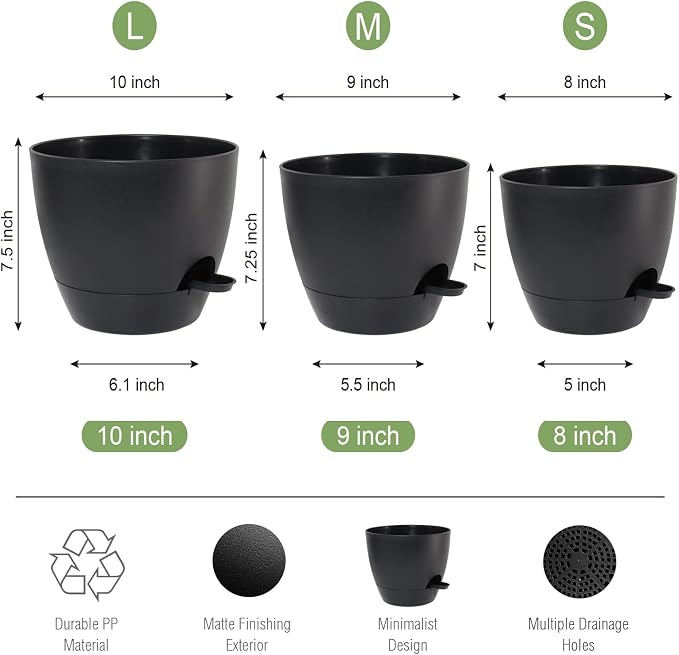 10/9/8 inch Self Watering Pots - Image 3