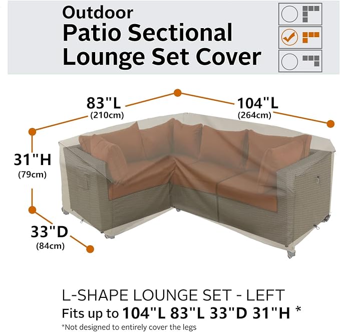 Heavy Duty Outdoor Sectional Couch Covers, L-Shaped Lawn Patio Furniture Cover - Image 7