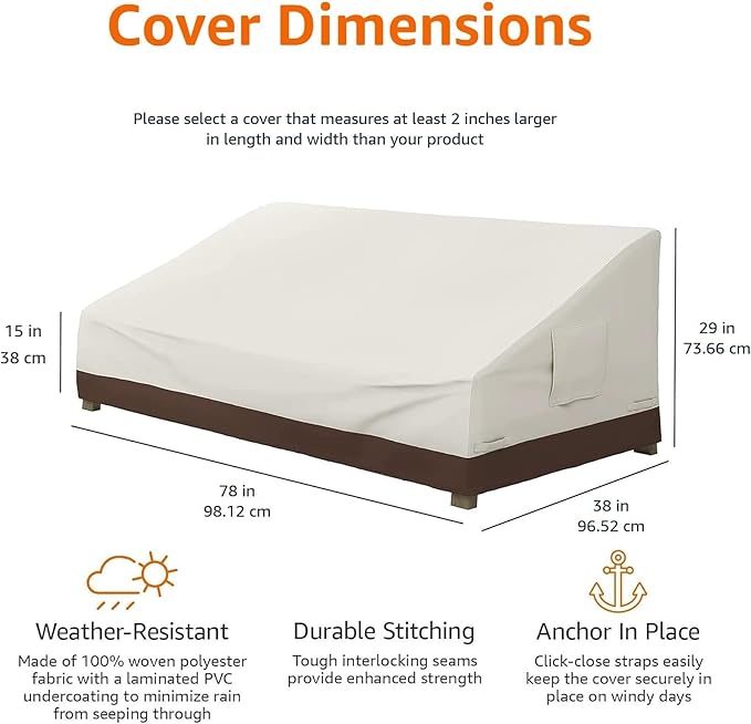 Amazon Basics 3 Seater Outdoor Couch and Patio Furniture Covers, Waterproof - Image 4