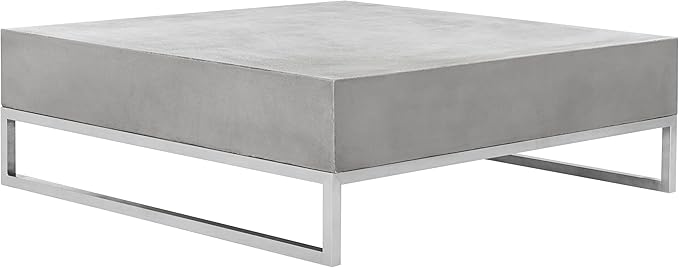 SAFAVIEH Outdoor Collection Eartha Modern Dark Grey Concrete Coffee Table - Image 4
