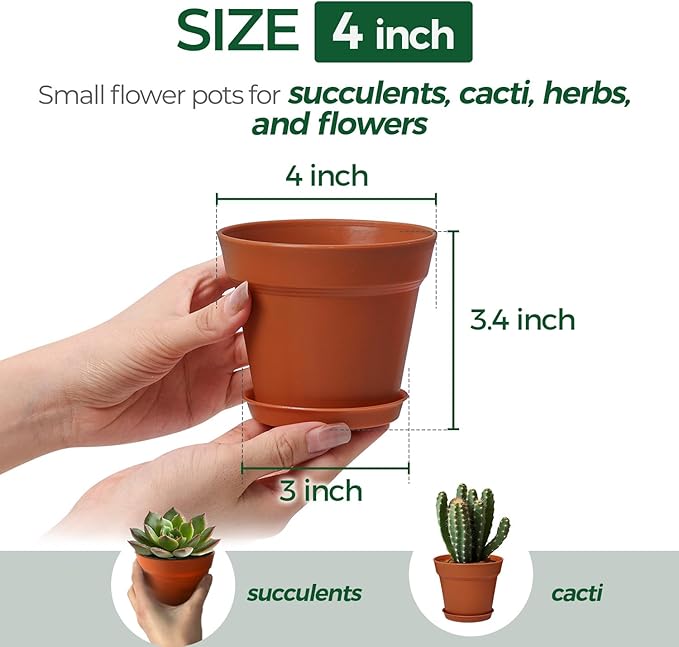 T4U 4 Inch Plant Pots 18-Pack, Small Flower Pots - Image 2