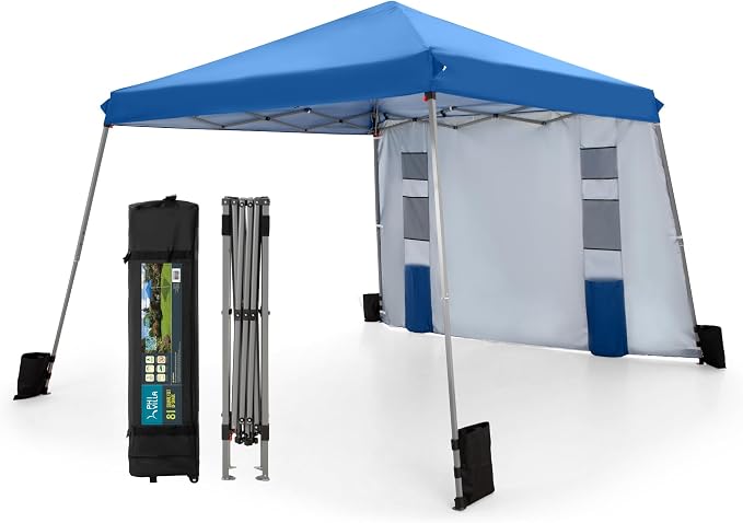 PHI VILLA Canopy with One Sidewalls, Angled Leg 12 x 12 UV Block Sun Shade by PHIVILLAThepioneerofcomfortablehouseholdsupplies