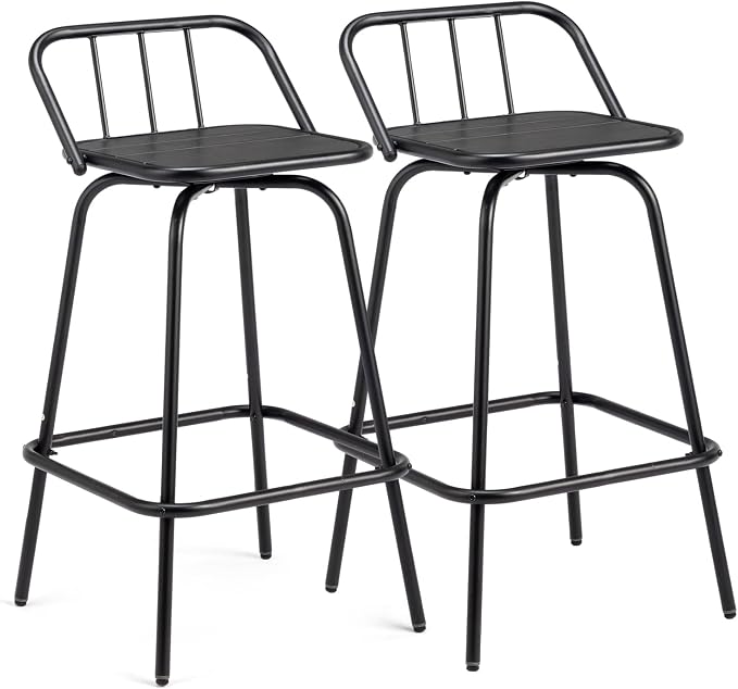 VINGLI 2 PCS Outdoor Swivel Bar Stools, 30 Inch Metal Barstools by VINGLI