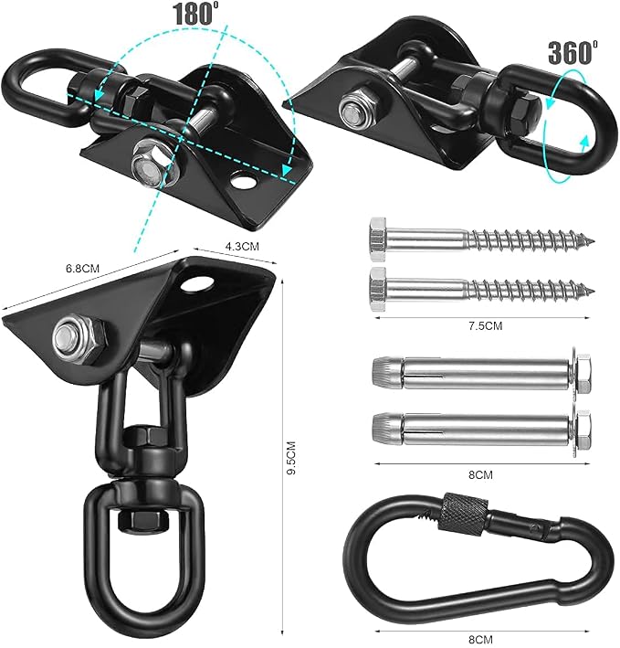 Hammock Hanging kit, 360°Rotating 1200 lb Capacity Heavy Duty, Hanger & Swing - Image 2