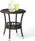 VINGLI Outdoor Wicker Side Table, Patio Side Tables by VINGLI