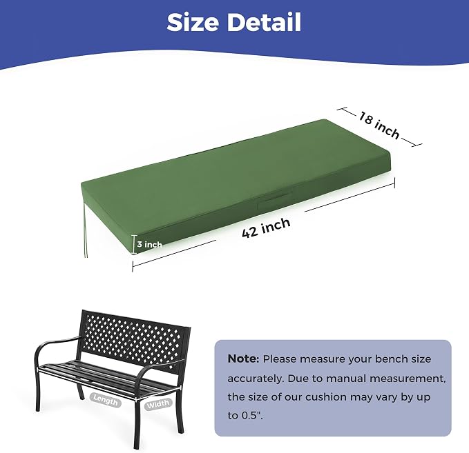 Outdoor Bench Cushions for Outdoor Furniture, Waterproof Bench Pillow, Fade - Image 5