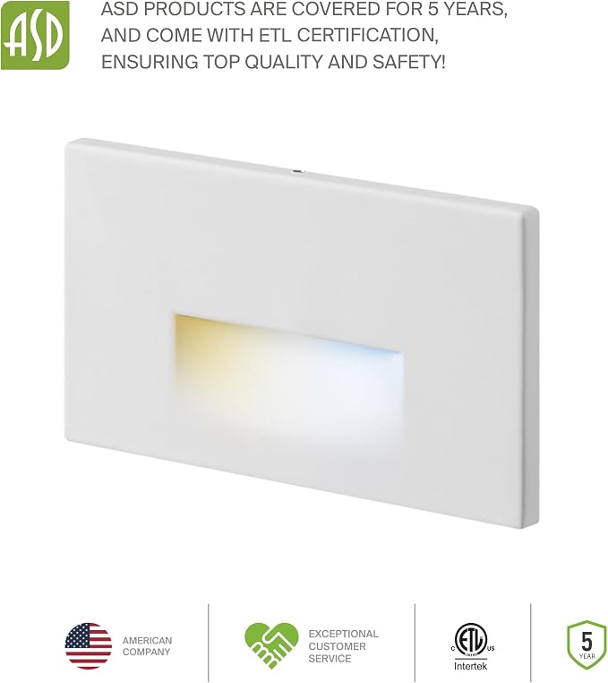 ASD LED Recessed Step Light Fixture, Outdoor & Indoor Stair Tread Lighting | - Image 8