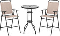 Tangkula 3 Piece Outdoor Bar Set, Patio Round Bar Table by TANGKULA