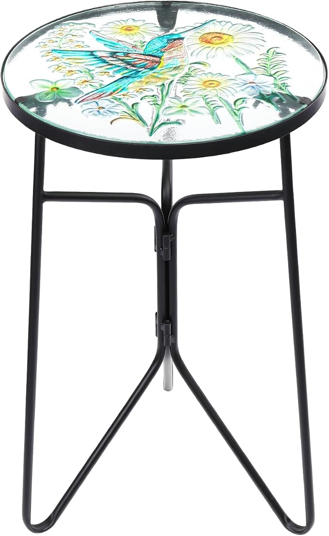 VCUTEKA Patio Side Table Outdoor Accent Table Bistro Coffee Table Plant End - Image 9