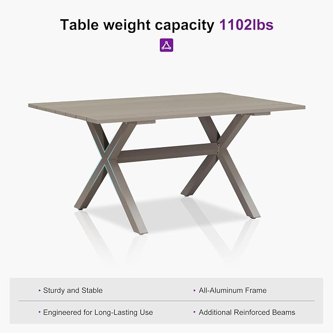 PURPLE LEAF Outdoor Dining Set for 4 All-Weather 5 Pieces Patio Aluminium - Image 7