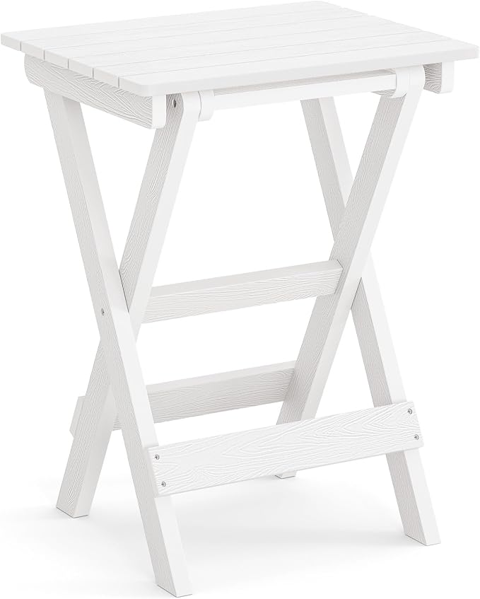 LUE BONA 27 inch Folding Side Table, HDPS Outside End Table - Image 7