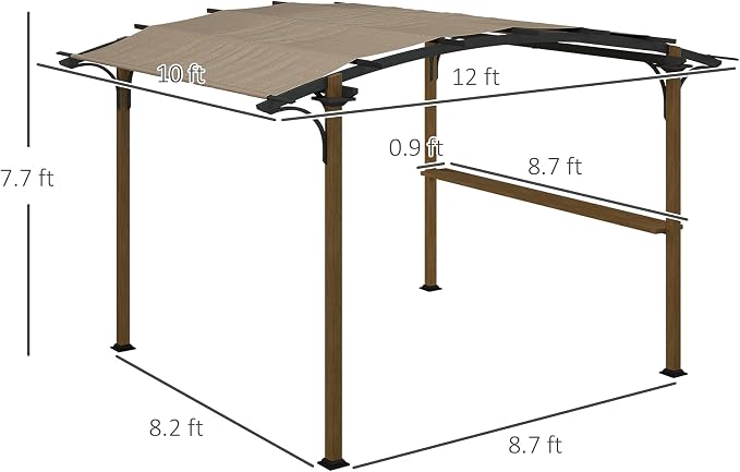 Outsunny 12' x 10' Outdoor Pergola, Pergola Canopy - Image 7