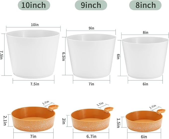 GARDIFE 10/9/8 inch Plant pots, planters - Image 2