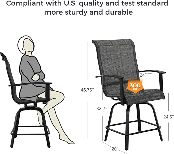 Grand patio Outdoor Swivel Bar Stools - Image 3