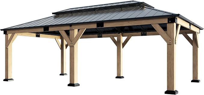 AMERLIFE 12x20 ft Hardtop Gazebo, Spruce Wood Gazebo - Image 8