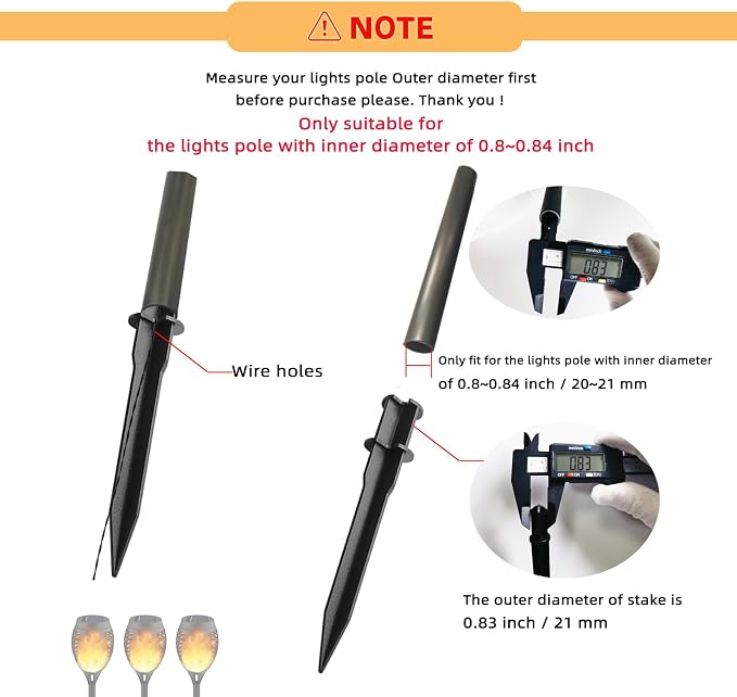 10 Pack Solar Light Stakes Replacement, Flickering Flame ABS Reinforced Ground - Image 2