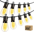 Outdoor Patio String Lights 200ft: S14 LED Shatterproof Bulbs 3 Modes Button by Vozuji