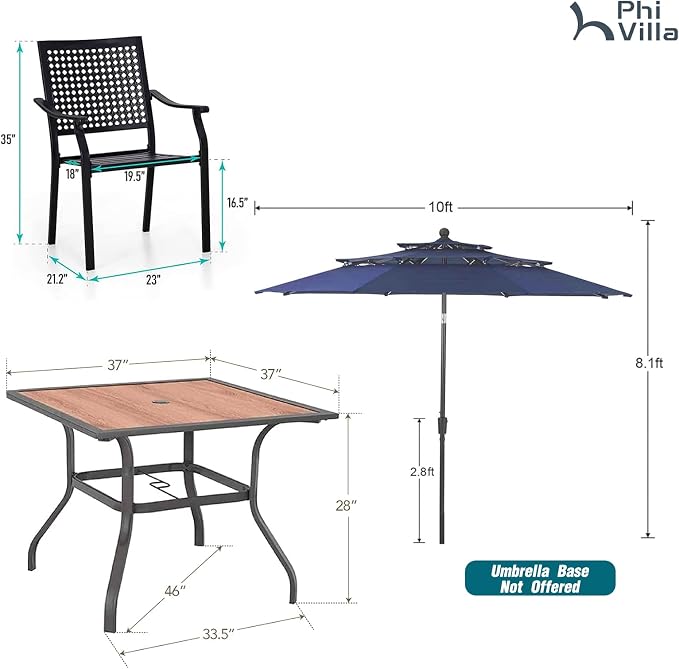 PHI VILLA 5 Pieces Outdoor Dining Set - Image 9