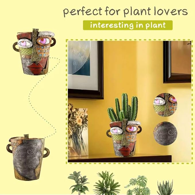 Picasso Abstract Face Flower Pot, Unique Resin Crafted Planter - Image 4