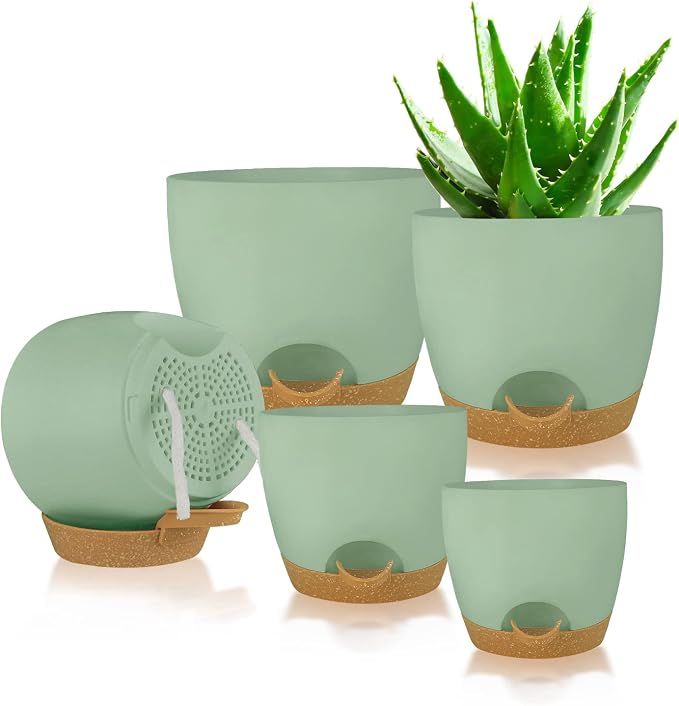 Self Watering Planters with Drainage Holes Reservoir, Nursery Planting Pot - Image 8