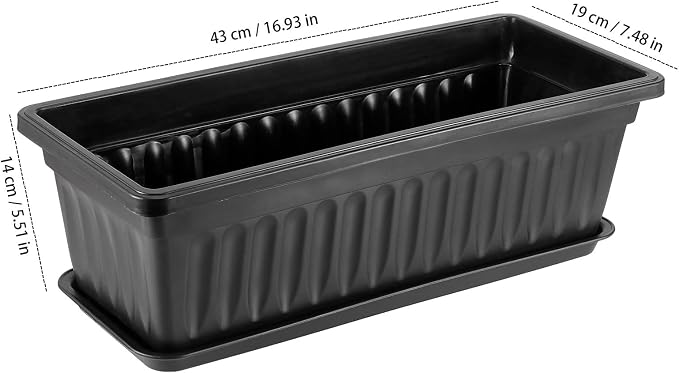 6 Pack 17 Inch Flower Window Box, Plastic Vegetable Planters Long Pots - Image 2
