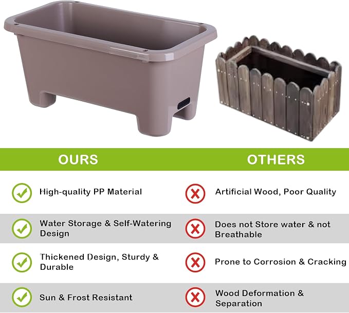 Self-Watering Rectangle Planter Boxes 8-Pack, 15.7-Inch Window Box Planter - Image 3