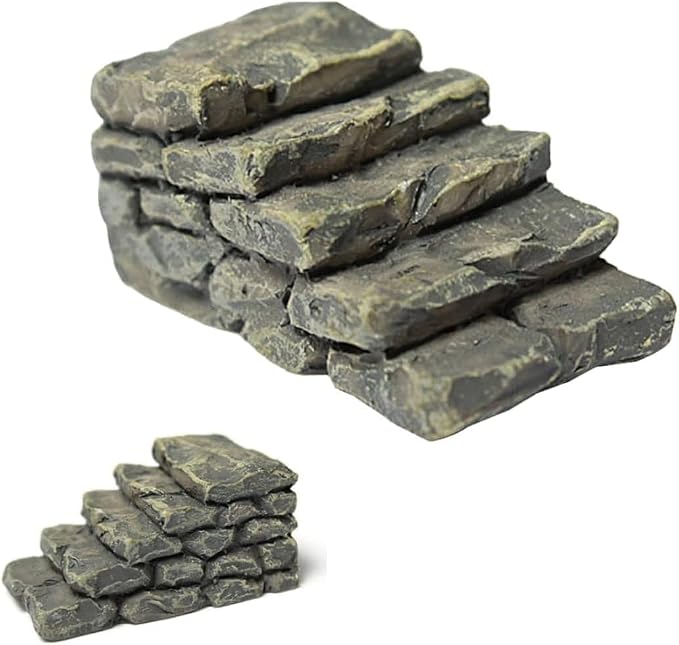 Miniature Garden Bridge with Stone Steps, Resin Fairy Ornament, Outdoor Bonsai by Unknown