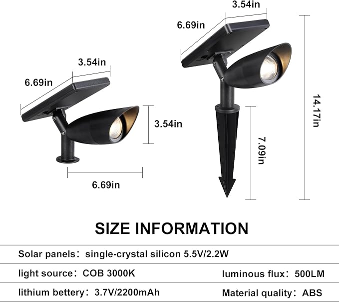 Boajuna Solar Spot Light Outdoor, Solar Landscape Spotlight Waterproof Security - Image 6