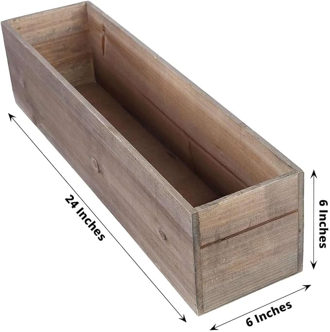 Efavormart 24"x6" Natural Rectangular Wood Planter Box Set - Image 3