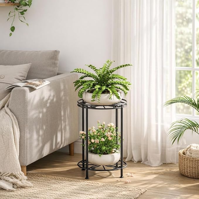 Plant Stand 2-Tier 10.2in Width 16.4in Tall Flower Pot Rack Small Plant Table - Image 2
