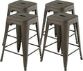 COSTWAY Bar Stools Set of 4, 24” Stackable Metal Stools by COSTWAY