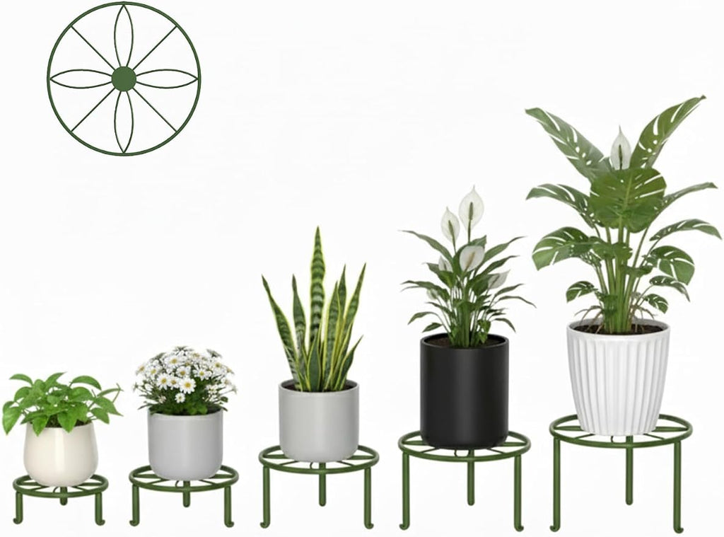 5 Pack Metal Potted Plant Stand Small Flower Pot Holder - Image 2