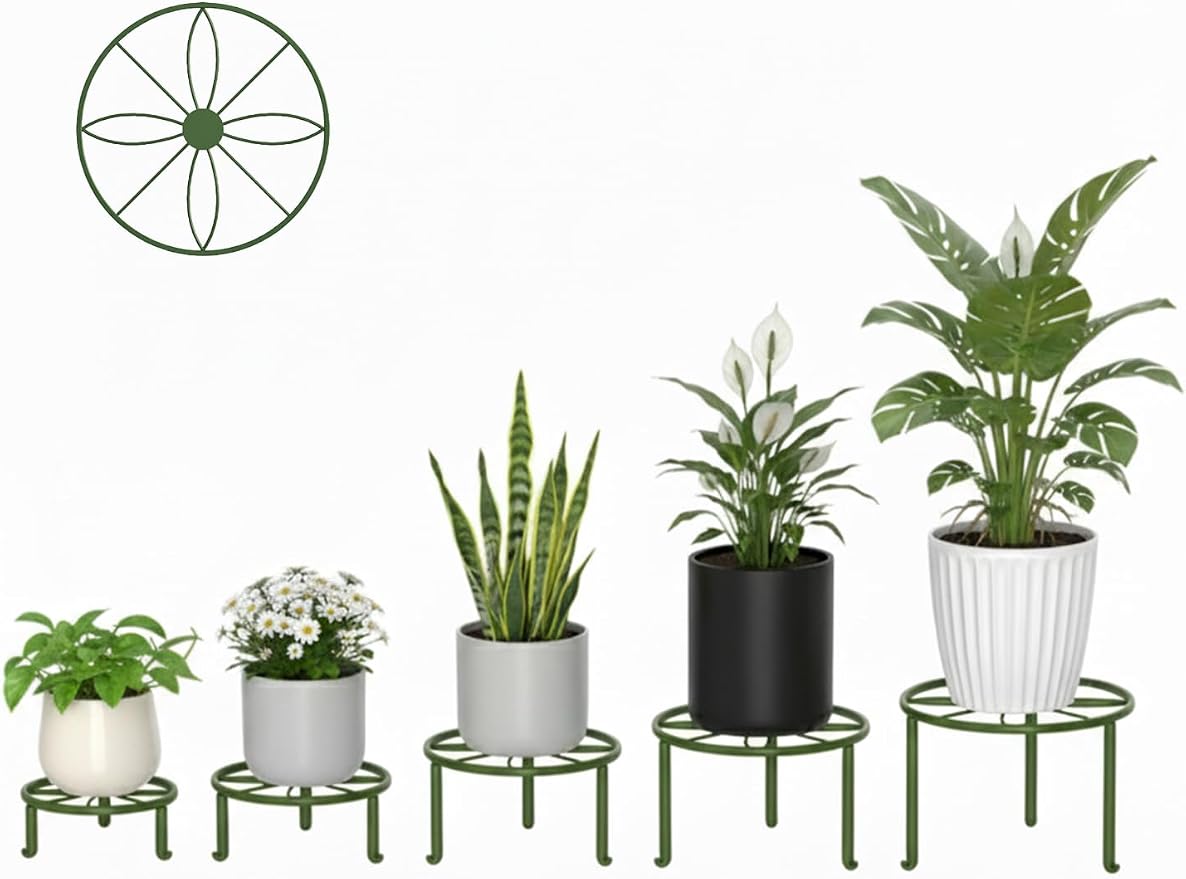 5 Pack Metal Potted Plant Stand Small Flower Pot Holder - Image 2