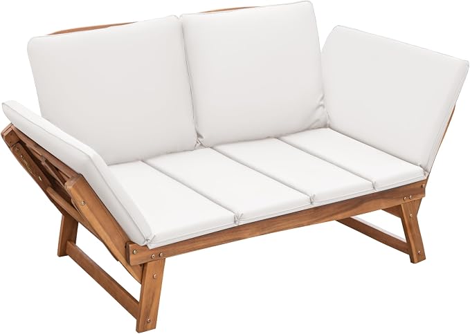 Devoko Outdoor Couch Acacia Wood Patio Couch - Image 7