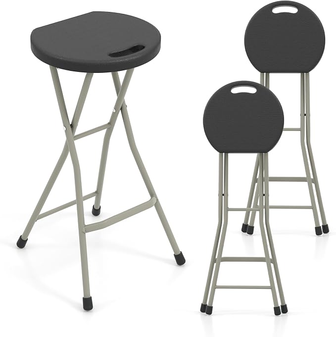 GYMAX Folding Stool, 28in Portable Collapsible Bar Stool by GYMAX